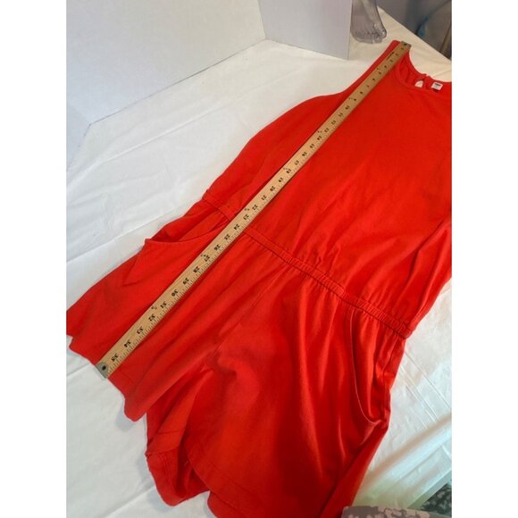 Old Navy Women’s XL Sleeveless Red Romper Pockets Elastic Waist Casual Comfort - Picture 7 of 8